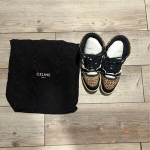 Celine Black and Brown Animal Print Sneakers